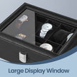Watch Box Organizer – MDF and Glass – Black – 10-Slot with Removable Pillows and Lockable Design