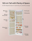Jewellery Cabinet – Wood – White – Lockable with Mirror and Multiple Compartments