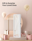 Jewellery Cabinet – Wood – White – Lockable with Mirror and Multiple Compartments