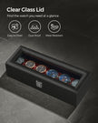 Watch Box – Glass and Velvet – Black – 6 Slots with Lock and Cushions
