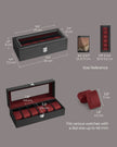 Watch Box – Glass and Velvet – Black – 6 Slots with Lock and Cushions