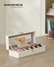 Watch Box – Glass and Velvet – Black – 6 Slots with Lock and Cushions