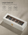 Watch Box – Glass and Velvet – Black – 6 Slots with Lock and Cushions