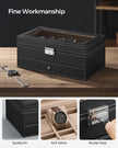 Double Layer Watch Box – Wood – Black – with Glass Lid and Bracelet Bangle Tray