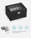 Watch Box – PU – Black – 24 Slot Large Storage Display Case with Glass Lid and Velvet Lining