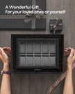 Watch Box – PU – Black – 24 Slot Large Storage Display Case with Glass Lid and Velvet Lining