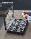 Watch Box – Faux Leather – Black – 24 Slots for Storage and Display