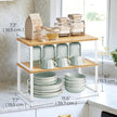 Cabinet Organizer Shelf – Wood – Natural Beige and Cloud White – Stackable Set of 2