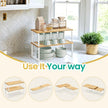 Cabinet Organizer Shelf – Wood – Natural Beige and Cloud White – Stackable Set of 2