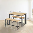 Dining Table Set – Steel – Rustic Brown and Black – Includes 2 Benches