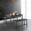 Dining Table Set – Steel – Rustic Brown and Black – Includes 2 Benches