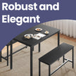 Dining Table Set – Steel – Rustic Brown and Black – Includes 2 Benches