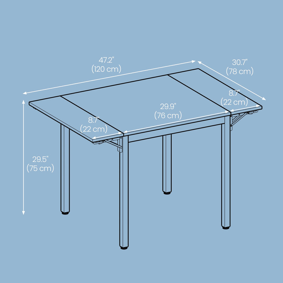 Folding Dining Table – Engineered Wood – Natural Oak and Cloud White – Drop Leaf Extendable for Small Spaces, Seats 2-4 People