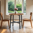 Round Dining Table – Wood and Metal – Rustic Brown and Black – Industrial Style