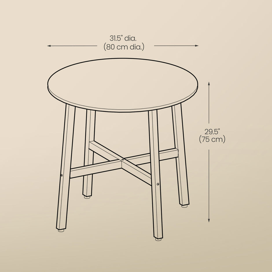 Round Dining Table – Wood and Metal – Rustic Brown and Black – Industrial Style