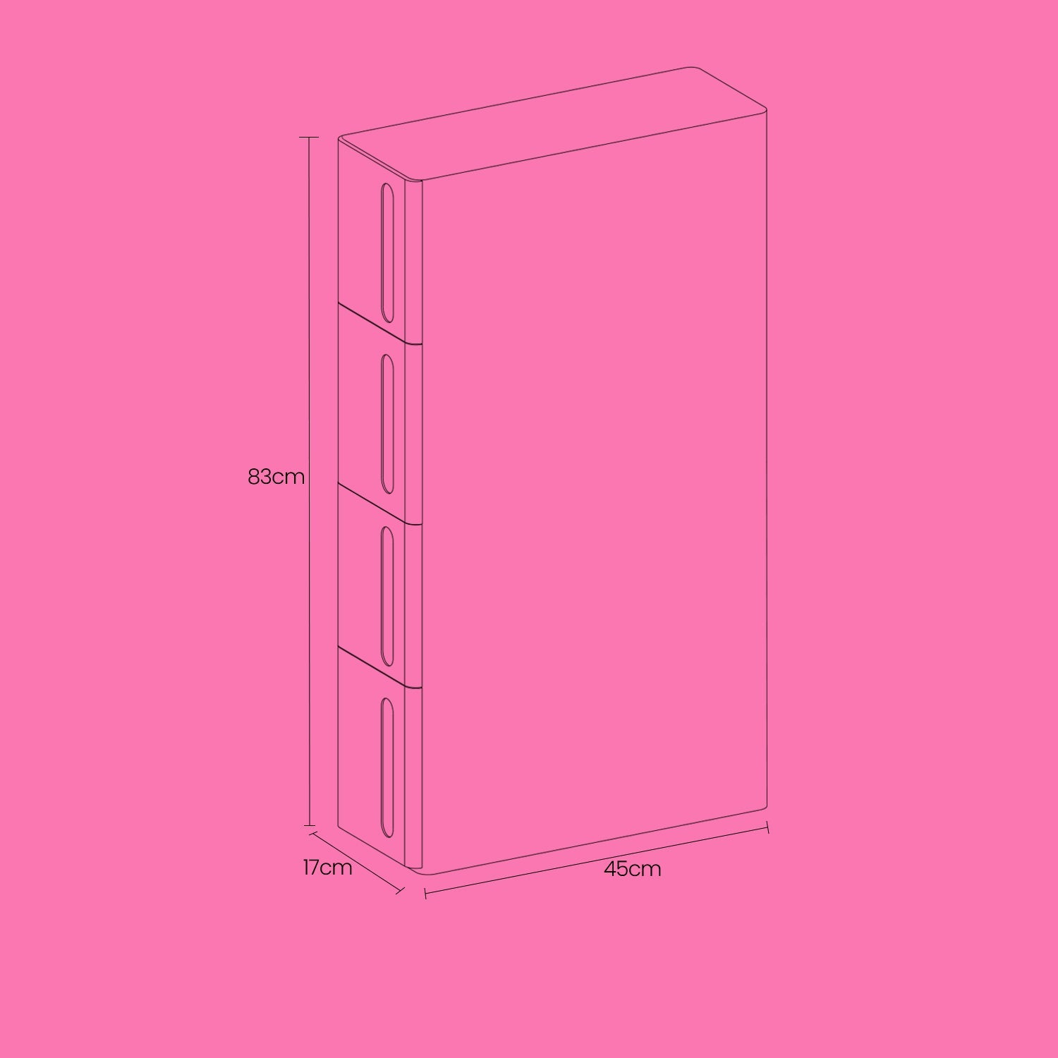 Narrow Rolling Trolley – PP – White – 4 Drawer Storage Unit with Removable Wheels