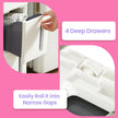 Narrow Rolling Trolley – PP – White – 4 Drawer Storage Unit with Removable Wheels
