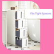 Narrow Rolling Trolley – PP – White – 4 Drawer Storage Unit with Removable Wheels
