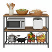 Kitchen Island – Steel – Rustic Brown and Black – Large Worktop and Stable Structure