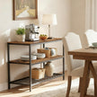 Kitchen Island – Steel – Rustic Brown and Black – Large Worktop and Stable Structure