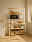 Baker’s Rack – Metal and Wood – Rustic Brown and Black – 6-Tier Kitchen Storage with Hooks