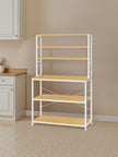 Baker’s Rack – Metal and Wood – Rustic Brown and Black – 6-Tier Kitchen Storage with Hooks
