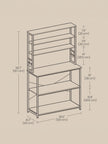 Baker’s Rack – Metal and Wood – Rustic Brown and Black – 6-Tier Kitchen Storage with Hooks