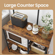 Baker's Rack – Wood and Metal – Rustic Brown – Versatile Kitchen Storage Shelf with Wire Basket and S-Hooks