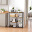 Kitchen Bakers Rack – Metal and Wood – Rustic Brown and Black – Industrial Style with Baskets and Hooks