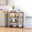 Kitchen Bakers Rack – Metal and Wood – Rustic Brown and Black – Industrial Style with Baskets and Hooks