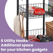 Kitchen Bakers Rack – Metal and Wood – Rustic Brown and Black – Industrial Style with Baskets and Hooks