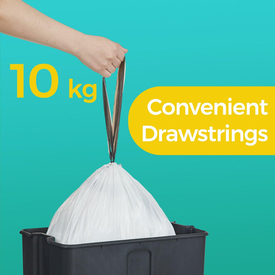 Drawstring Trash Bags – Heavy-Duty – White – 8 Gallon, 80-Piece Set for Kitchen Waste
