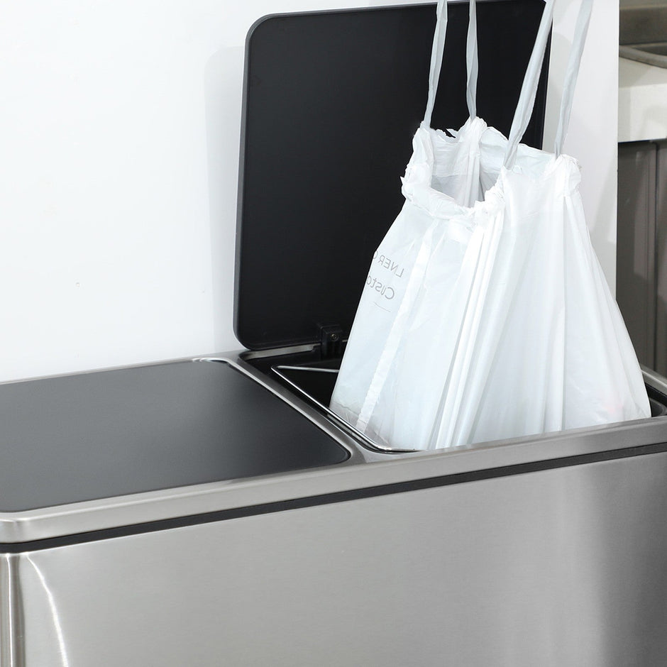 Drawstring Trash Bags – White – Robust and Watertight – For 8-Gallon Trash Bins – 1 Roll