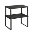 Set of 2 Stackable Spice Racks – Metal and Engineered Wood – Apricot Orange – Expandable Kitchen Shelf Organiser