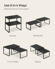 Set of 2 Cupboard Shelf Organisers – Metal and Engineered Wood – Ink Black and Ebony Black – Expandable and Stackable