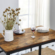 Dining Table Set – Steel Frame – Rustic Brown and Black – Industrial Design with 2 Benches