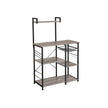 Baker's Rack – Metal and Wood – Greige and Black – Microwave Stand with Shelves and S-Hooks