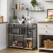Baker's Rack – Metal and Wood – Greige and Black – Microwave Stand with Shelves and S-Hooks