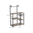 Baker's Rack – Metal and Wood – Greige and Black – Microwave Stand with Shelves and S-Hooks
