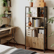 Large Bookcase – Wood – Toasted Oak – Four Shelves with Doors