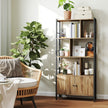 Large Bookcase – Wood – Toasted Oak – Four Shelves with Doors