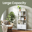 Bookshelf – Wood – Maple White and Ink Black – Large Storage with Doors and 4 Shelves