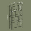 Bookshelf – Wood – Maple White and Ink Black – Large Storage with Doors and 4 Shelves