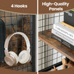 Bookcase – Steel – Rustic Brown and Black – 4-Tier Design with S-Shaped Hooks
