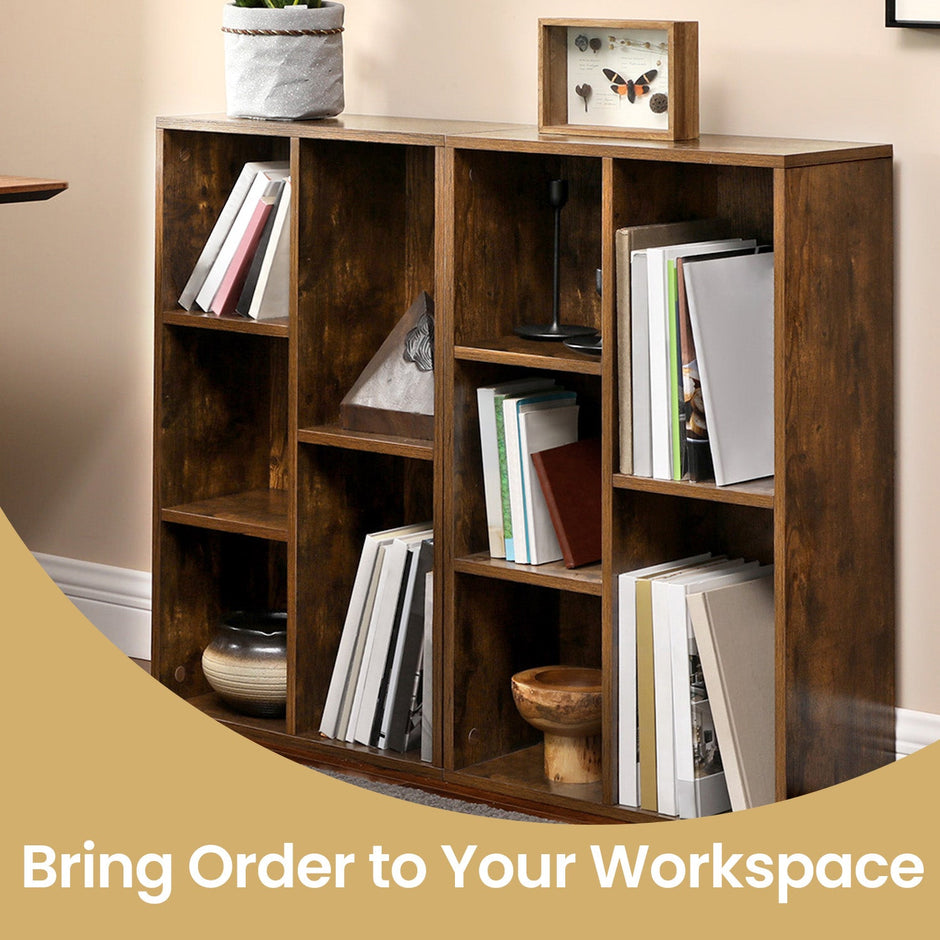 Kids Bookcase – Wood – Oak – 5-Cube Design with Floor Standing Storage