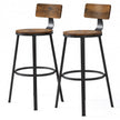 Bar Stools Set of 2 – Heavy-Duty Steel – Rustic Brown and Black – Industrial Design, Bar Height with Backrest
