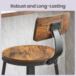 Bar Stools Set of 2 – Heavy-Duty Steel – Rustic Brown and Black – Industrial Design, Bar Height with Backrest