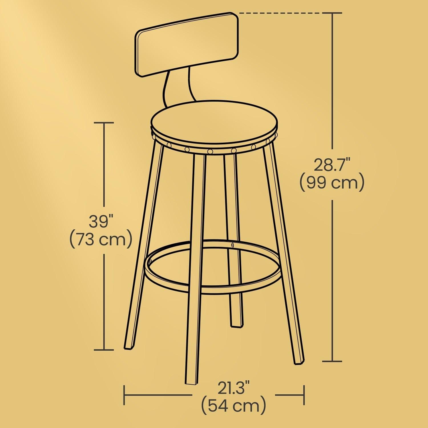 Bar Stools Set of 2 – Heavy-Duty Steel – Rustic Brown and Black – Industrial Design, Bar Height with Backrest