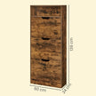 Shoe Cabinet – Wood – Brown – 3 Flip Doors, 4 Tier, for 14-18 Pairs