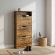 Shoe Cabinet – Wood – Brown – 3 Flip Doors, 4 Tier, for 14-18 Pairs